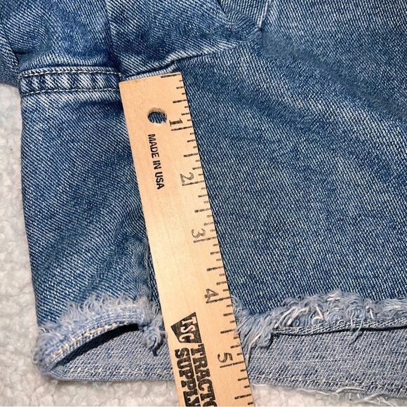 Vintage Revolt Jean Shorts Lace Up Front Size 16 Raw Hem High Waist Rigid Cotton - Picture 11 of 11